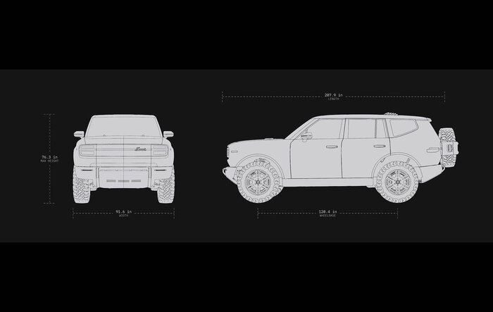 Dimensions: Scout Traveler SUV vs. R1S, Hummer, Bronco, Jeep Wrangler, 4Runner, Kia EV9, Defender