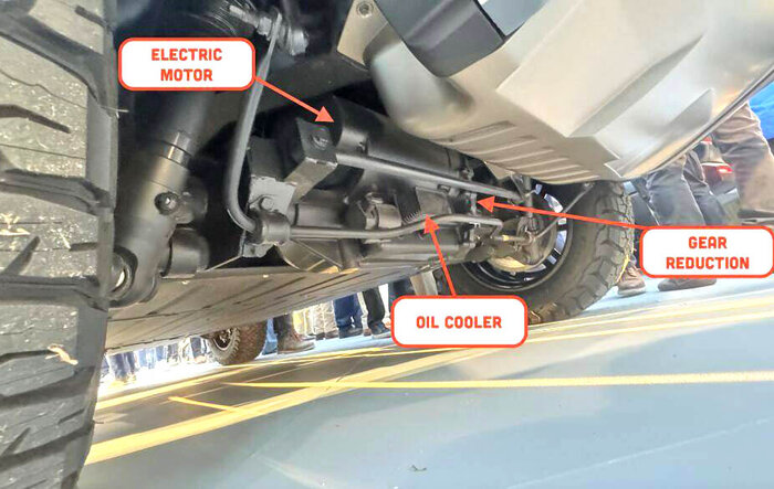 Electric Solid Rear Axle = “EBeam Rear Axle” — Underbody Photos & Analysis