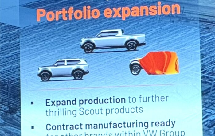 2-Door Scout EV may be coming to rival Jeep Wrangler / Ford Bronco (covered model spotted in presentation slide)