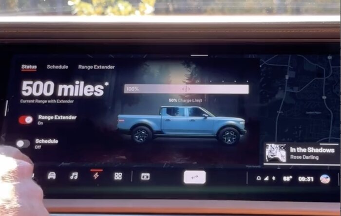 1st look at Infotainment Software UI -- Modes (Pet Mode, Camp Mode, Night Mode), Rear View Camera, 360 Degree Cameras, Range Extender On/Off